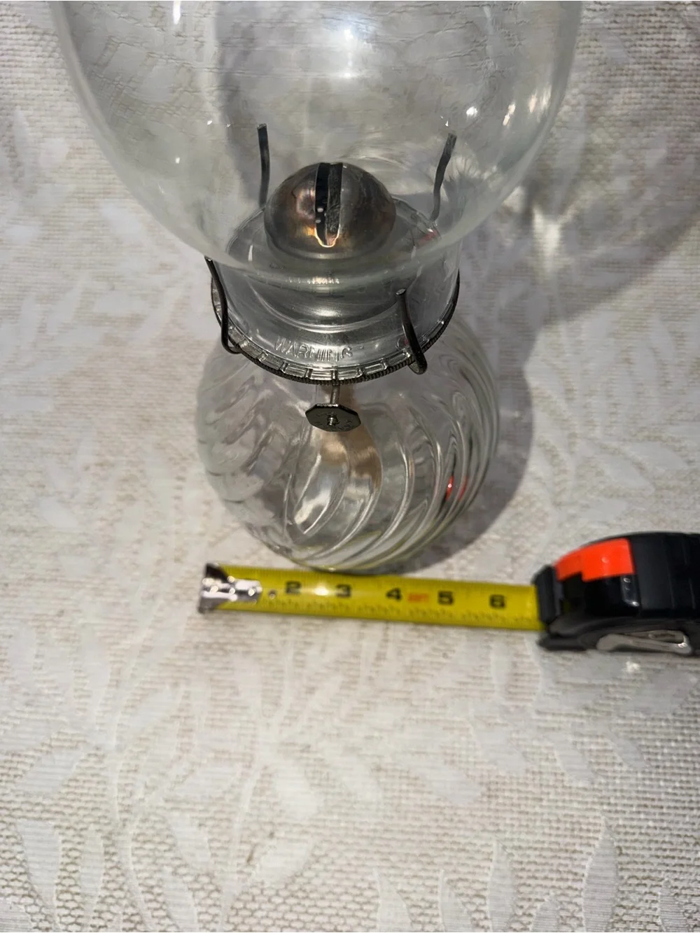 Clear Glass Hurricane Oil Lamp -vintage